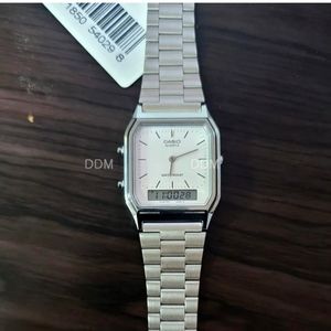 CASIO Watch ORIGINAL AQ-230A-7D Retro Vintage Digital SILVER White